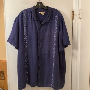 Island Passport navy blue short sleeve shirt